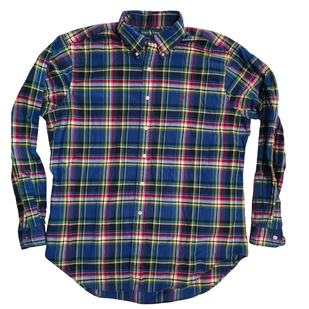 Polo Ralph Lauren Mens XL Classic Fit Plaid Button Down Shirt Multicolor Cotton
